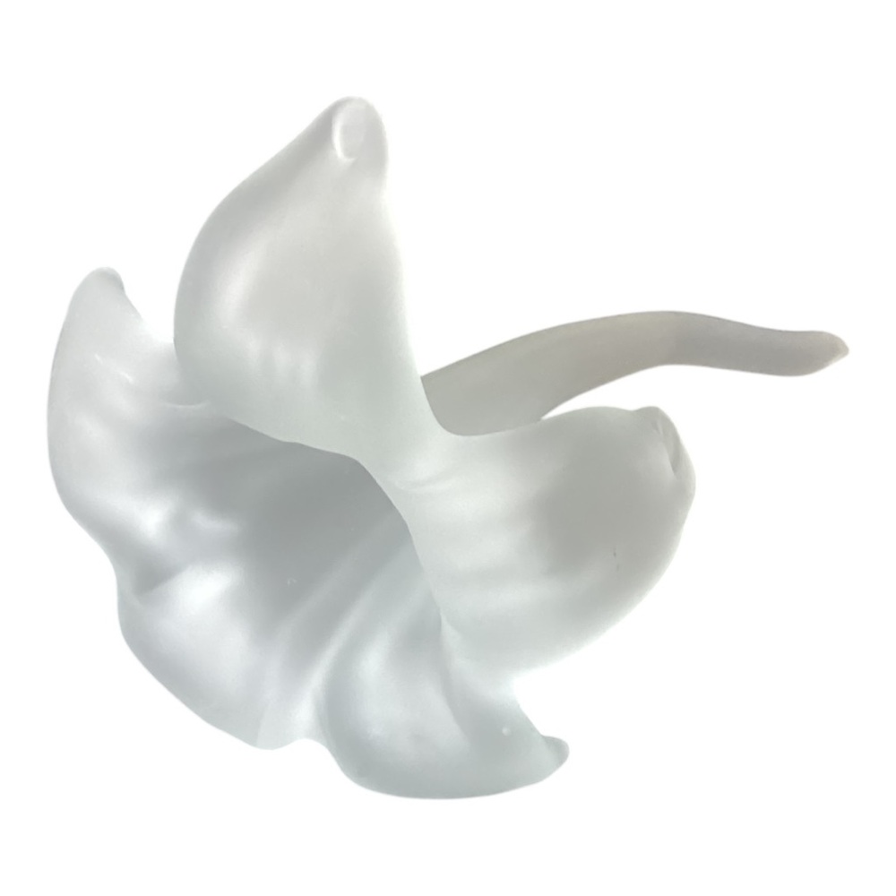 Frosted White Satin Art Glass Trumpet Horn Lily Epergne Flower Holder Bud Vase - Picture 3 of 16